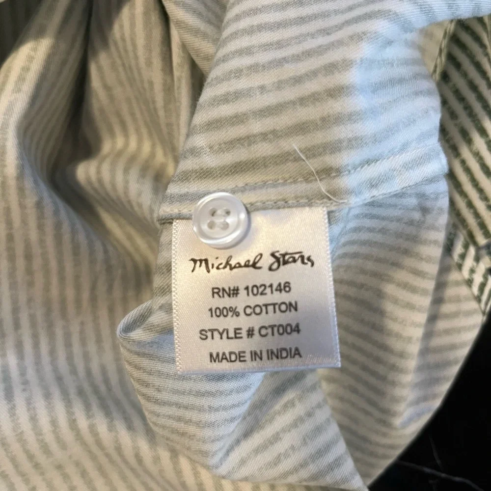 Michael Stars Green + White Striped Blouse - Picture 4 of 4